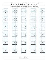 The 2 Digit By 1 Digit Multiplication With Grid Support A Math Worksheet From The Lon Multiplication Worksheets Multiplication Math Multiplication Worksheets