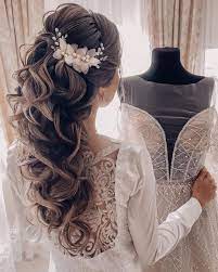 7.long curly hairstyle with veil. 71 Perfect Half Up Half Down Wedding Hairstyles Bride Hairstyles For Long Hair Long Bridal Hair Wedding Hair Down