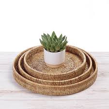 Treat friends and family to fresh appetizers, homemade meals, favorite drinks and other dinner party staples on a serving tray. Rattan Round Serving Tray Platter Hand Woven In Burma Uru Home Ratten Baskets Wooden Salad Bowl Handmade Natural Home Accessories From Burma
