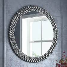 Patton jeweled silver round starburst mirror. Amazon Com Muausu Decorative Wall Mirror Large Round Accent Mirrors 32 X 32 Inch Circle Luxury Crystal Surround Mirror For Bedroom Livingroom Hallway Entryway Kitchen Dining