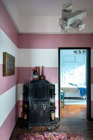 Just decide how thick you want the stripes to be, use painter's tape to mark off the borders, then fill in the lines with your desired color of paint. How To Paint Stripes On A Wall Architectural Digest