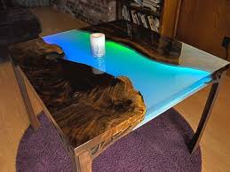 Glowing Led Resin River Table With Tutorial In 2020 Harztisch Holzharztisch Harz Mobel