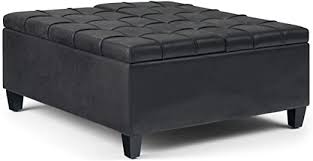 We are featuring examples of every style imaginable. Traditional Simpli Home Harrison 36 Inch Wide Square Coffee Table Lift Top Storage Ottoman Cocktail Footrest Stool In Upholstered Chocolate Brown Tufted Faux Leather For The Living Room Ottomans Home Kitchen