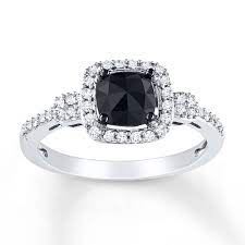 Viewing 40 of 55 view all. Black Diamond Ring 1 Ct Tw Cushion Cut 14k White Gold Kay