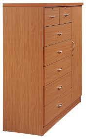 The door opens to reveal shelves and a hanging rod for extra storage space. 7 Drawer Jumbo Chest With Additional Door Transitional Dressers By Hodedah Import Inc