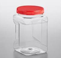 64 oz. Square PET Plastic Jar with Red Lid