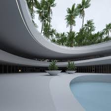 Ukranian designer roman vlasov delves into new 'solely architecture' with elegant and sharp details in such deserted places, embracing the feeling of natural embracement. Roman Vlasov Renders A Luxurious Multitiered Swimming Pool In A Garden Oasis Ignant Architecture Building Design Architecture Concept Architecture