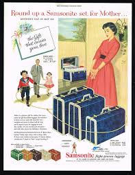 1954 Samsonite Luggage 6 Colors Assorted Styles Vintage Print Ad Samsonite Samsonite Luggage Vintage Prints Print Ads