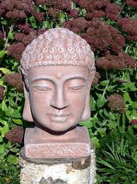 Tiefes Kunsthandwerk Buddha Kopf Gross Terrakotta Garten Deko Figur Stein Statue Frostsicher Amazon De Garten