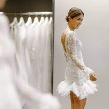 Feathers And Flounce Dress Short Wedding Dress Wedding Reception Dress Wedding Dresses