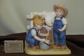 Home Interior Denim Days Whitewashing The Fence 15353 Hand Painted Figurine Ebay Home Interiors And Gifts House Interior Figurines