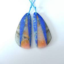 34x14x3mm Natural Labradorite Pink Opal And Lapis Lazuli Intarsia Earrings Gemstone Beaded Necklace Intarsia Pink Opal