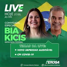 Bia kicis que requer a realização de audiência pública para debater o voto impresso (auditável) para subsidiar os trabalhos da comissão especial destinada a proferir parecer à proposta de emenda à constituição nº 135, de 2019, tendo como convidado o sr. Feitosa Promove Live Com Bia Kicis