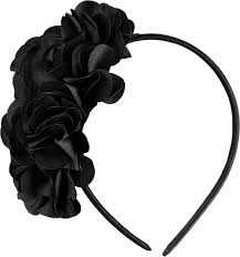 6pcs unisex black wavy hair head hoop band sport headband mens women hairband. Frilly Hair Band Black Black Hairband With Large Flower Molo
