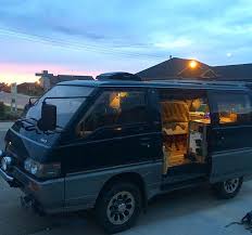 Manual transmission (5 speed), short wheel base, and. Couple Buy Mitsubishi Delica Van And Convert Into Awesome Tiny Camper Motorhome