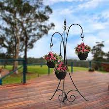 Garden Accents 21 In Black Steel Plant Hanger Stand Lowes Com Hanging Baskets Garden Accents Plants