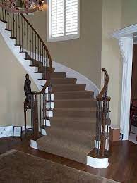 Curved Staircase With Iron Spindles Iron Staircase Stairs Newel Posts
