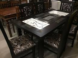 Product titleubesgoo dining table simple assembled tempered a rectangle tempered glass with nine block box pattern black. Teak Wood Dining Table With Glass Size Dimension 4 2 Ferry And 4 5 Rs 18500 Piece Id 19924864130