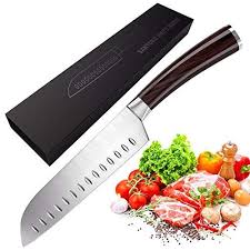 Couteau De Cuisine Massway Couteau De Santoku 17cm En Acier Allemand Couteau Japonais Avec Poignee Ergonomique Couteau A T Couteau De Cuisine Cuisine Ustensile