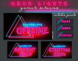 Neon Lights Retro Twitch Mixer Streamer Package Twitch Panels For Girls Twitch Overlay Custom Twitch Overlays In 2021 Twitch Overlays Neon Lighting