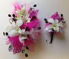 Orchid Prom Corsage With Fuchsia And Black Accents Florescence By Design Prom Corsage Pink Corsage Prom Homecoming Corsage