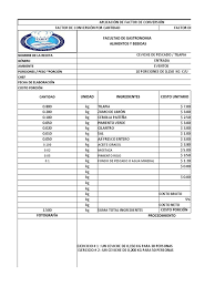 Ejercicio Receta Estándar