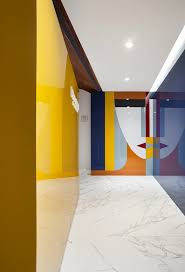 Blue Moon Lounge Bar By Ruiz Velazquez Is An Immersive Landscape Of Color In Madrid Blue Moon Geometric Wall Bar Design