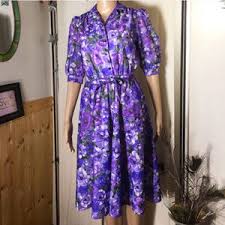 Vintage Dresses Vintage Purple Violet Floral California Look Dress Poshmark