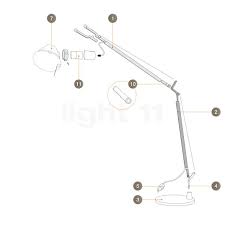 Base and cantilevered arms in polished aluminium; Ersatzteile Fur Tolomeo Micro In Aluminium Von Artemide Kaufen Bei Light11 De