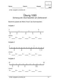 Zahlenstrahl Dezimalzahlen Ubungsblatt 1093 Zahlenstrahl Dezimalzahlen