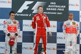 All the best bits from a frantic and fabulous opening race of the 2020 f1 season. Podium Winner Kimi Raikkonen Second Place Fernando Alonso Third Place Lewis Hamilton Gp Da Australia Fotos Todos Hamilton Fotos Australia