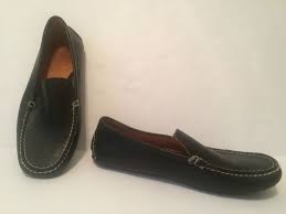 Lands End 6 5 B Solid Black Leather Driving Moccasins