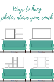 Design Tip When Hanging Photos And Mirrors Above A Couch You Want To Make Sure The Bottom Edge Of The Frame Is Hanging Photos Above Couch Mirror Design Wall