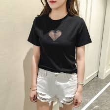 2020 Women S New Sexy Love Heart Cutout Hollow Out T Shirt Spring Summer Short Sleeve Solid Color Casual Wild T Shirt Tops G73 T Shirts Aliexpress