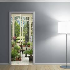Sticker De Porte Jardin D Hiver Decoration Pour Porte Et Placard Representant Une Verenda Fleurie En Trompe L Oeil Jardin D Hiver Tromperie Trompe L Oeil