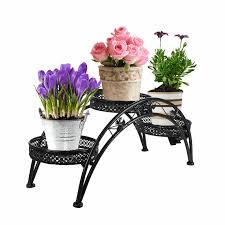 Achla designs wrought iron tulip plant stand fb 20 | bellacor. Yard Garden Outdoor Living Garden Decor Wrought Iron Pot Plant Stand For Three Plants Indoor Or Outdoor Arch Design