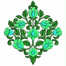 This stylish flower graphic can be incorporated into a colorful wall hanging, garden flag or lap throw. Large Embroidered Flower Applique Design