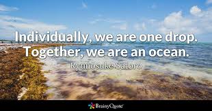 Find the best drop of water quotes, sayings and quotations on picturequotes.com. Ryunosuke Satoro Individually We Are One Drop