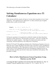 Now we can row reduce the matrix using the three row reduction operations: Solving Simultaneous Equations On A Ti Calculator