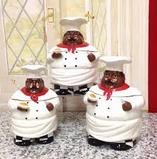 Amazon Com Kitchen Decor African American Guys Bistro Black Happy Chef 3pc Canister Set 89029 By Ack Ki Kitchen Decor Chef Decorations Chef Kitchen Decor