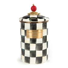 You need a coffee canister to protect the beans and their freshness. Mackenzie Childs Courtly Check Enamel Canister Large