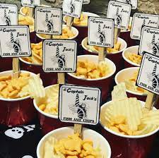 Pirate Party Food Fish And Chips Pirate Party Food Little Mermaid Cakes Fish And Chips