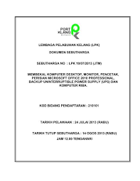 Sebagai badan berkanun, ppc bertanggungjawab untuk pentadbiran pelabuhan pulau pinang. Lembaga Pelabuhan Klang Tender