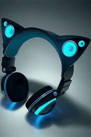 Blue Feline Headphones Cute Headphones Headphones Cat Headphones