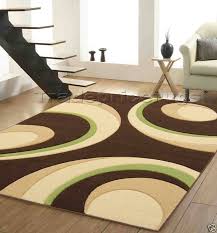 chocolate brown beige lime green rug