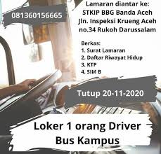 Lowongan kerja driver di indonesia. Lowongan Kerja Supir Bus Aceh Driver Supir Bus Kampus Stkip Bina Bangsa Getsempena Banda Aceh