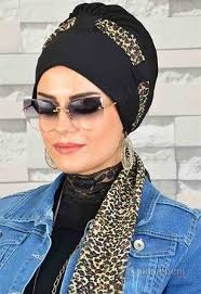 Leopar Fularli Siyah Hazir Fularli Esarp Tb2024 Esarp Sal Siyah