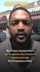 The Sam’s Gyro storefront is damaged and the inside is full of wreckage  after a car caught fire. , For more, click the link in the bio.