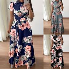 Stylish Floral Print Summer Patchwork Maxi Dress 2019 Floral Print Dress Long Maxi Dresses Casual Printed Long Dresses