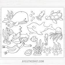 The seashells in the picture will be fun to color because of their intricate look and design. Under The Sea Coloring Pages Free Printables Ayelet Keshet Ocean Coloring Pages Under The Sea Coloring Pages Sea Coloring Pages